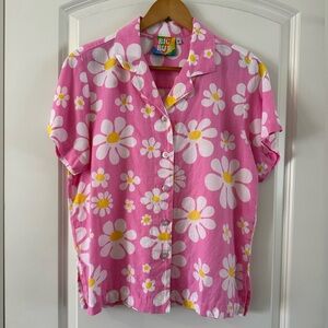 Big Bud Press Pantry Button Up Cotton XL Lazy Daisy Pink Size Small